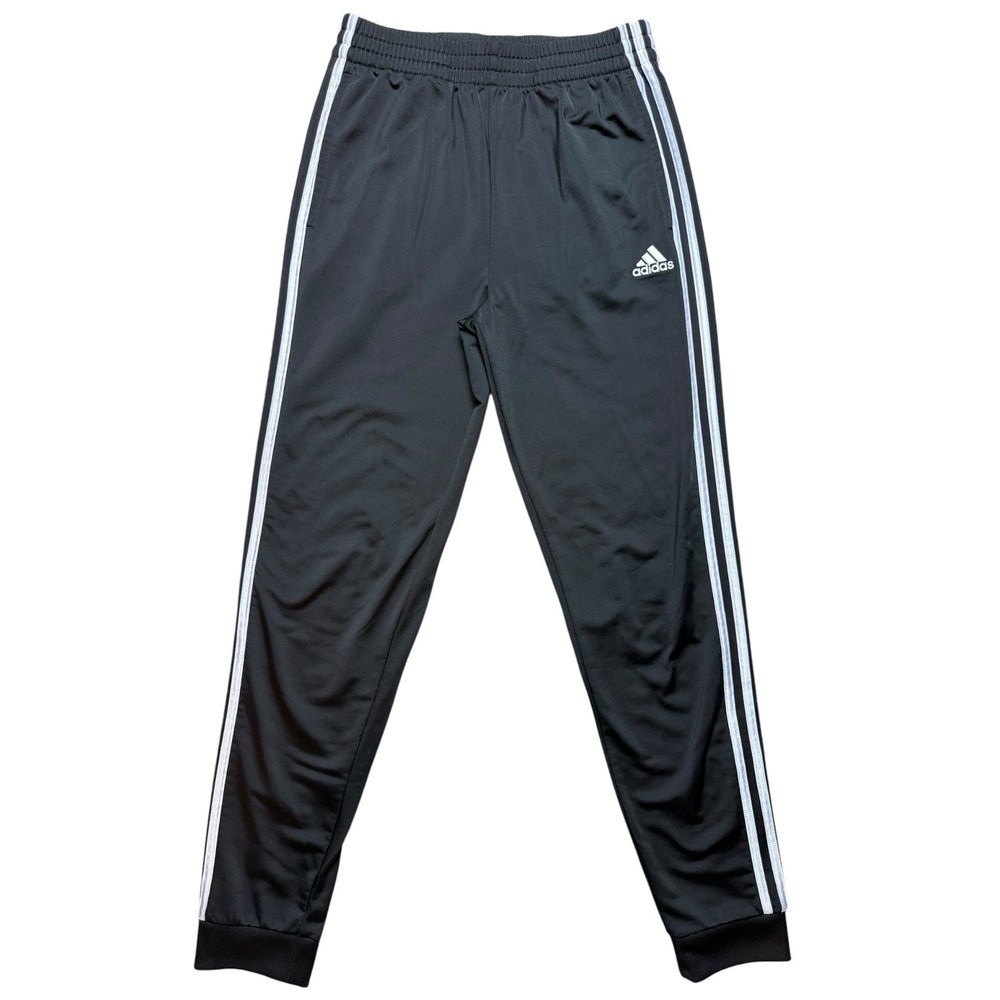 Adidas Kids Black White 3-Stripe Track Pants Joggers Size L 14/16